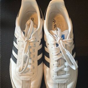 Adidas Men's Samba White and Black Striped Sneakers